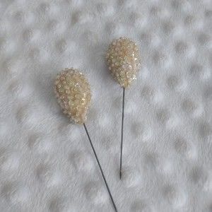 Vintage Aurora Borealis Hat Pin Sequins AB Stick Pin Lot 2 Antique Jewelry Pearl